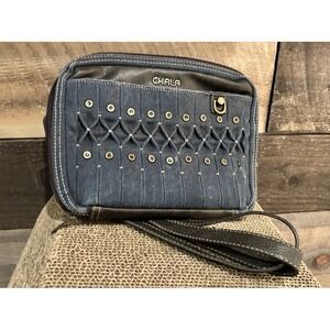 Chala Origami Crossbody  Charm Shoulder Bag Denim Like Nu Euc